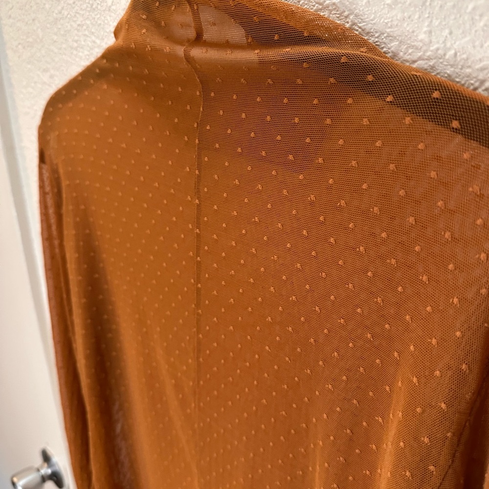 Free People x intimately. Sheer, Orange, Long Sleeve Top. Size Large. - Picture 4 of 16